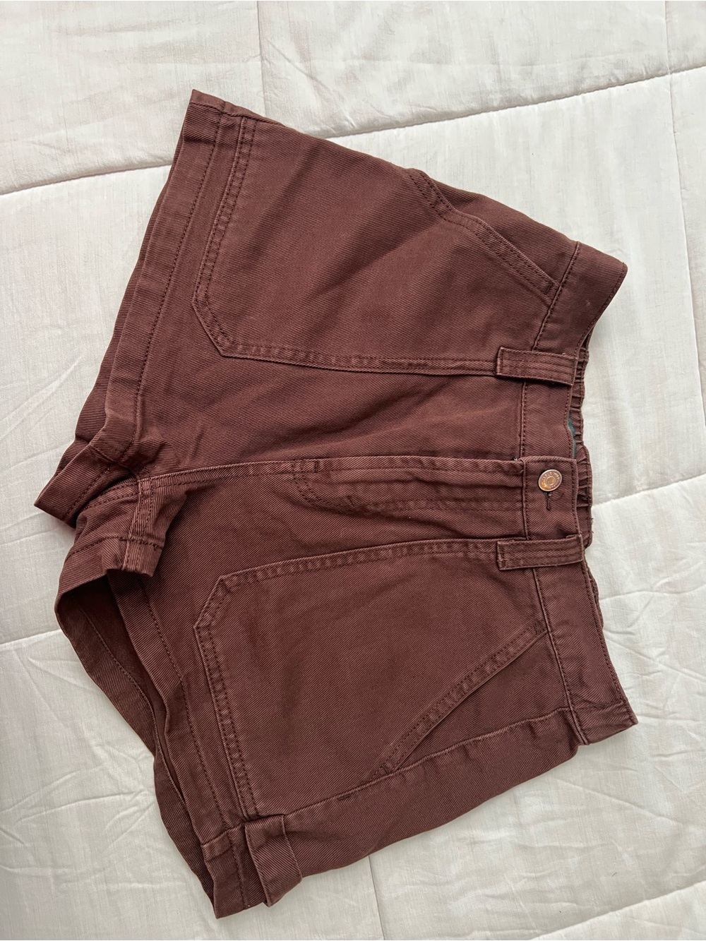 Brown High-Rise Jean Shorts